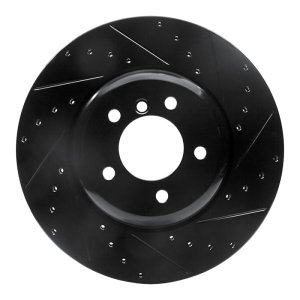 BMW 650I Convertible Brake Rotor (1) - Front Right - R1 Concepts - Drilled & Slotted - Black - `04-`10